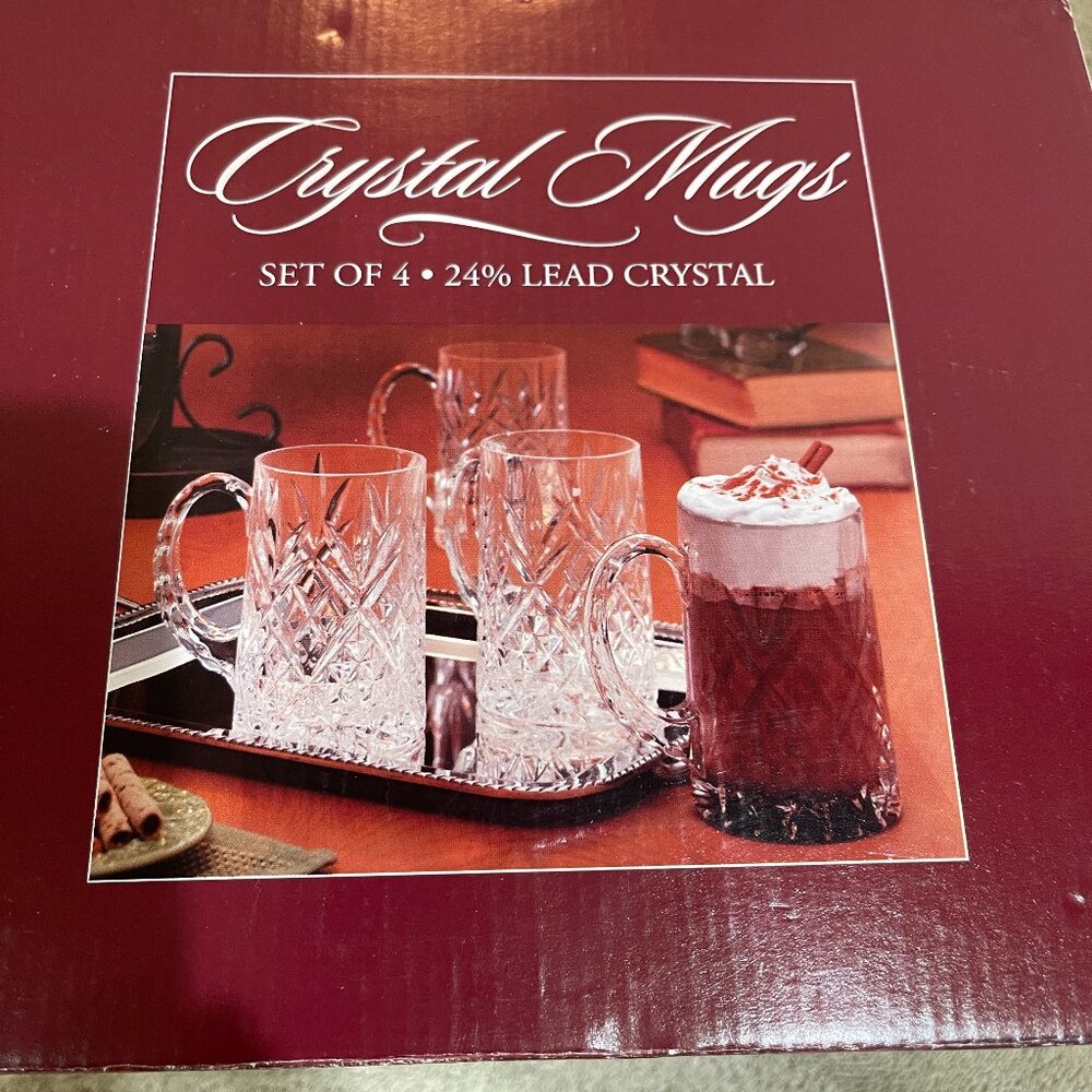 Set of 4 Crystal Beer Mugs 18.75fl  Costco Rare Made in France New in Box 461434